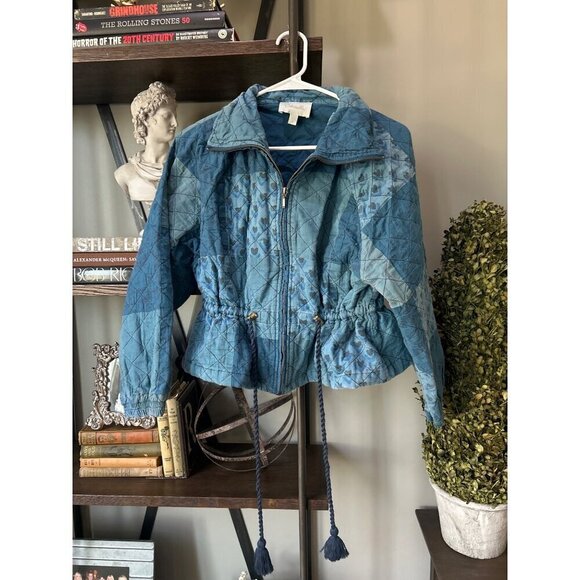 Cleobella Quilted Patchwork Lightweight Jacket Indigo Womens Size Small - Picture 7 of 14